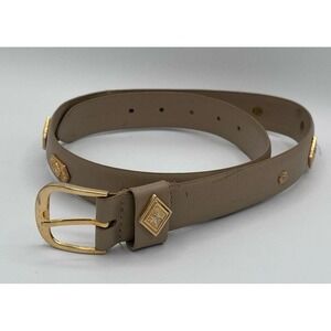 Vintage Arrivano Leather Belt Taupe Gold Accents Made in Taiwan R.O.C. Size L
